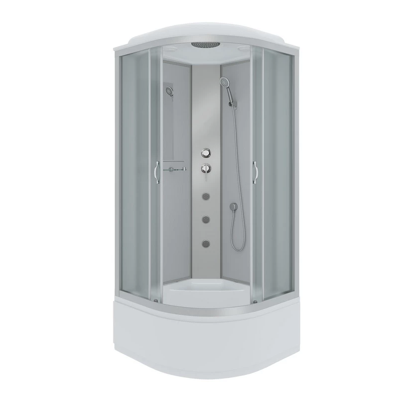 душевая кабина niagara ng-2307-14g 80x80 с гидромассажем, стекла матовые, профиль серебро