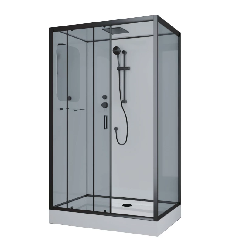 душевая кабина niagara ng-6912-01ql black 120x80 левая, стекла тонированные, профиль черный