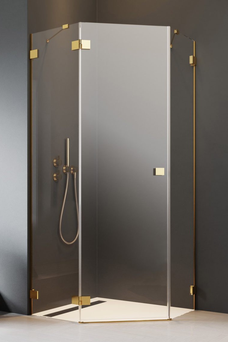 душевой уголок radaway essenza pro 8 gold ptj 80x80 левый, стекла прозрачные, профиль золото