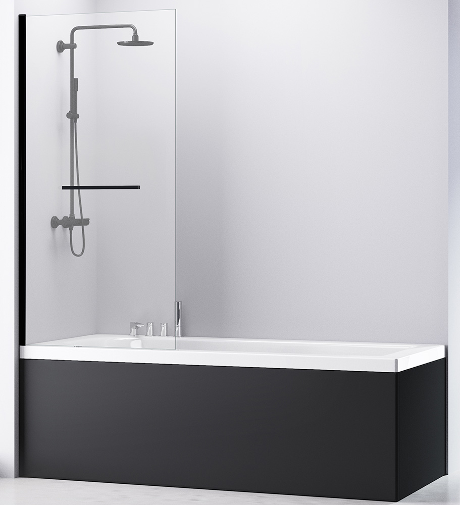 душевая шторка abber immer offen ag70100b 100x140 стекло прозрачное, профиль черный