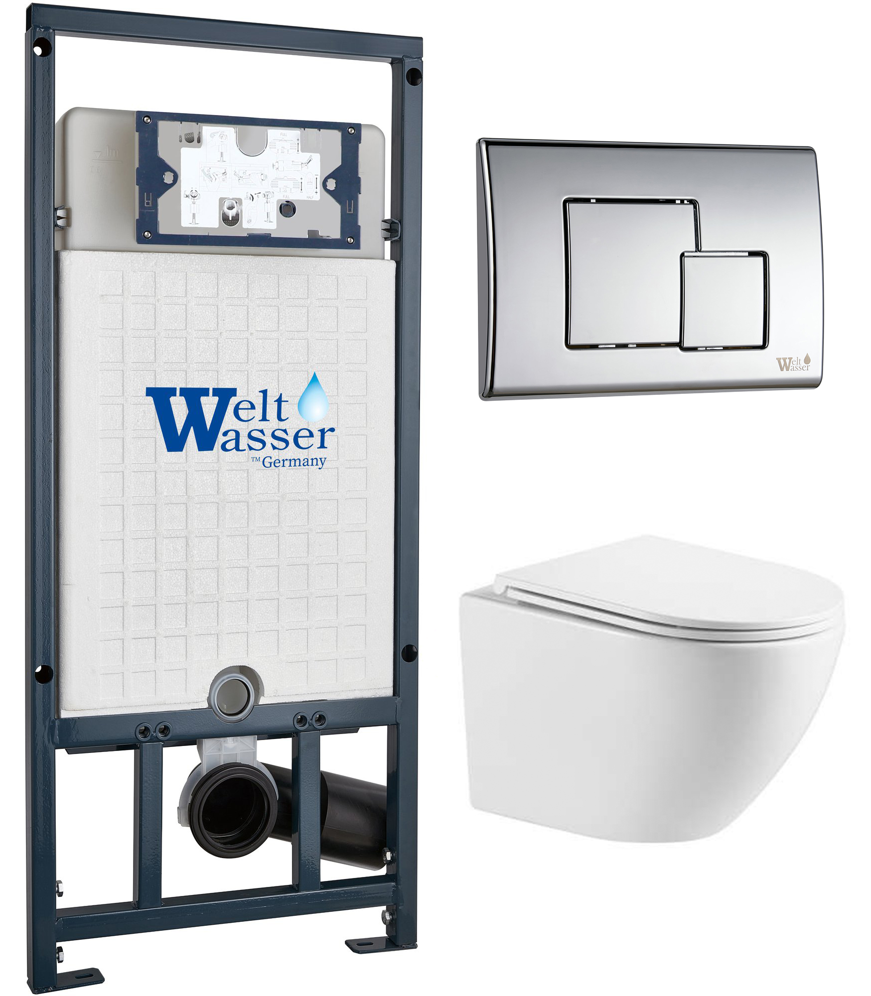 комплект инсталляции welt-wasser marberg 507 с унитазом merzbach 043 xl gl-wt и клавишей смыва mar 507 se-cr