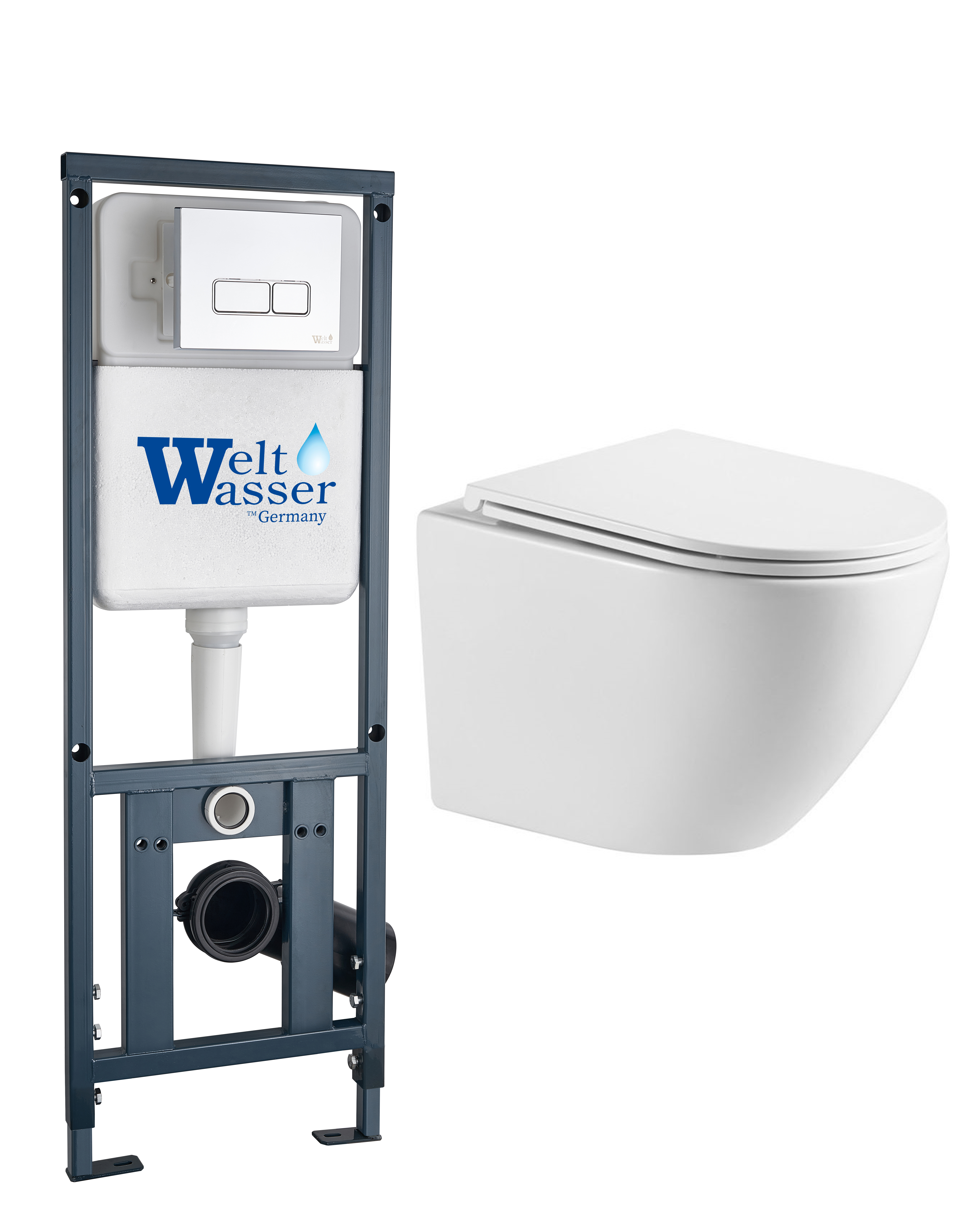 комплект инсталляции welt-wasser marberg 410 с унитазом merzbach 041 xl gl-wt и клавишей смыва mar 410 se хром