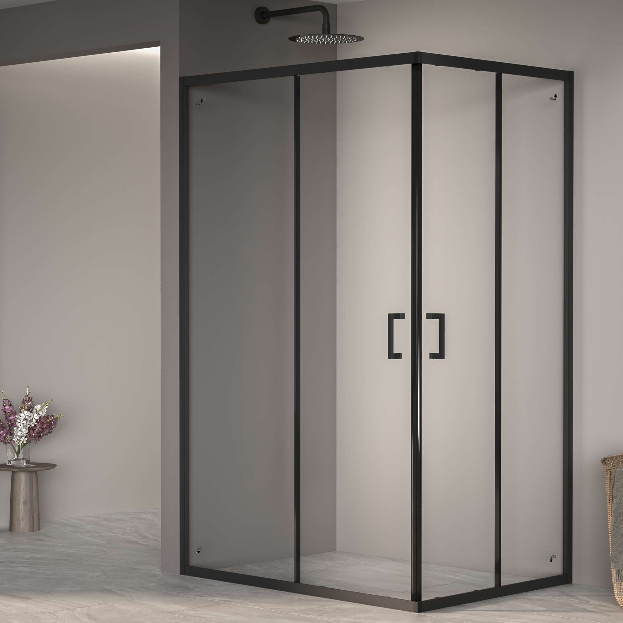 душевой уголок rgw passage pa-040-b 80x120 стекла прозрачные, профиль черный