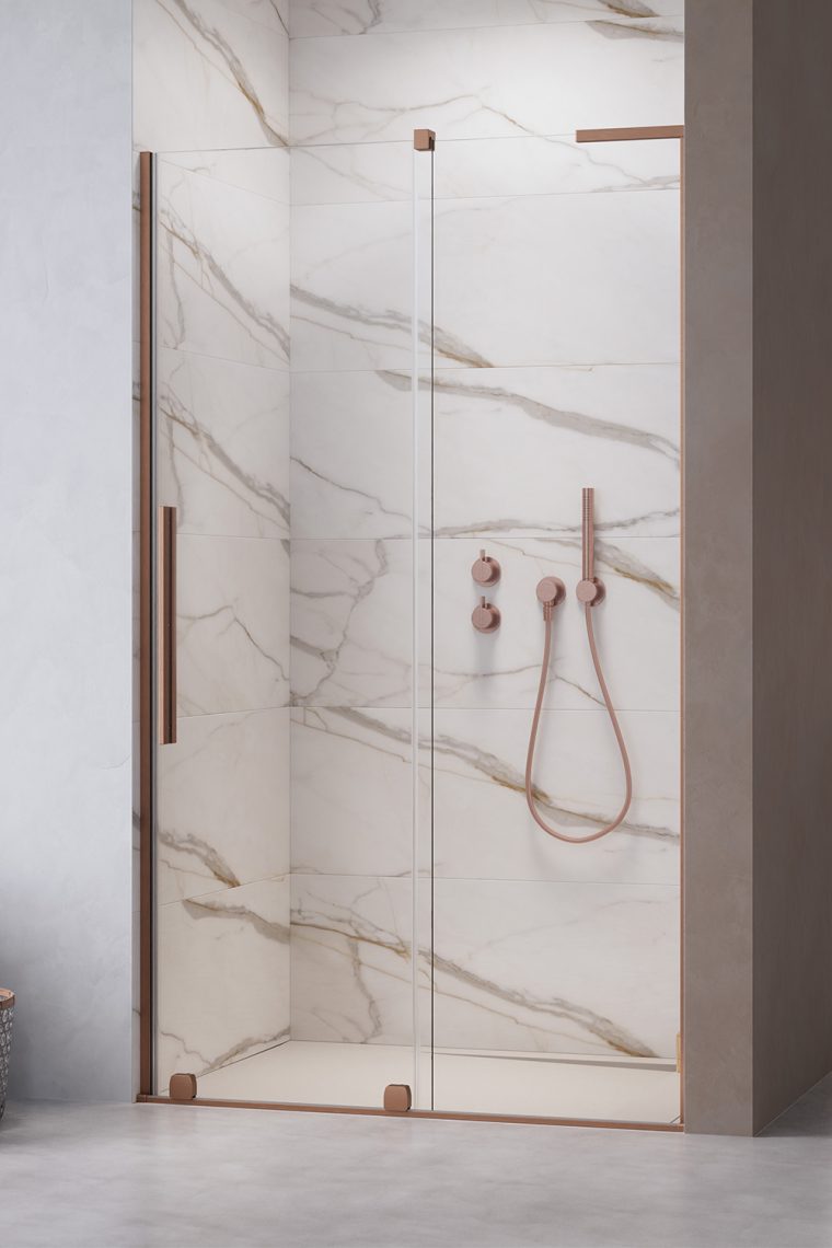 душевая дверь radaway furo sl brushed copper dwj 110x200 прозрачное стекло / профиль брашированная медь (правая)