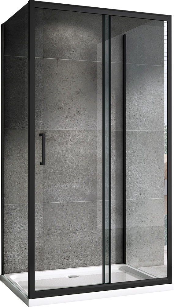 душевой уголок abber schwarzer diamant ag30140b-s75b-s75b 140x75 стекла прозрачные, профиль черный