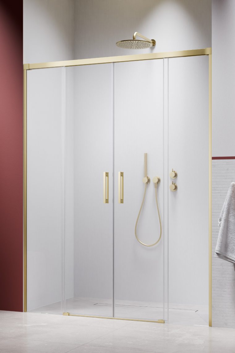 душевая дверь radaway idea 6 brushed light gold dwd 140x200 стекла прозрачные, профиль брашированное светлое золото