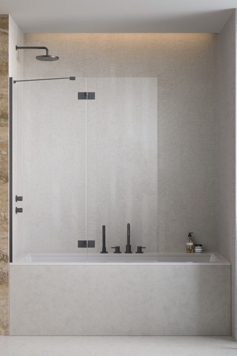 шторка на ванну radaway essenza brushed gunmetal pnd ii 120x150 левый, стекла прозрачные, профиль брашированная оружейная сталь