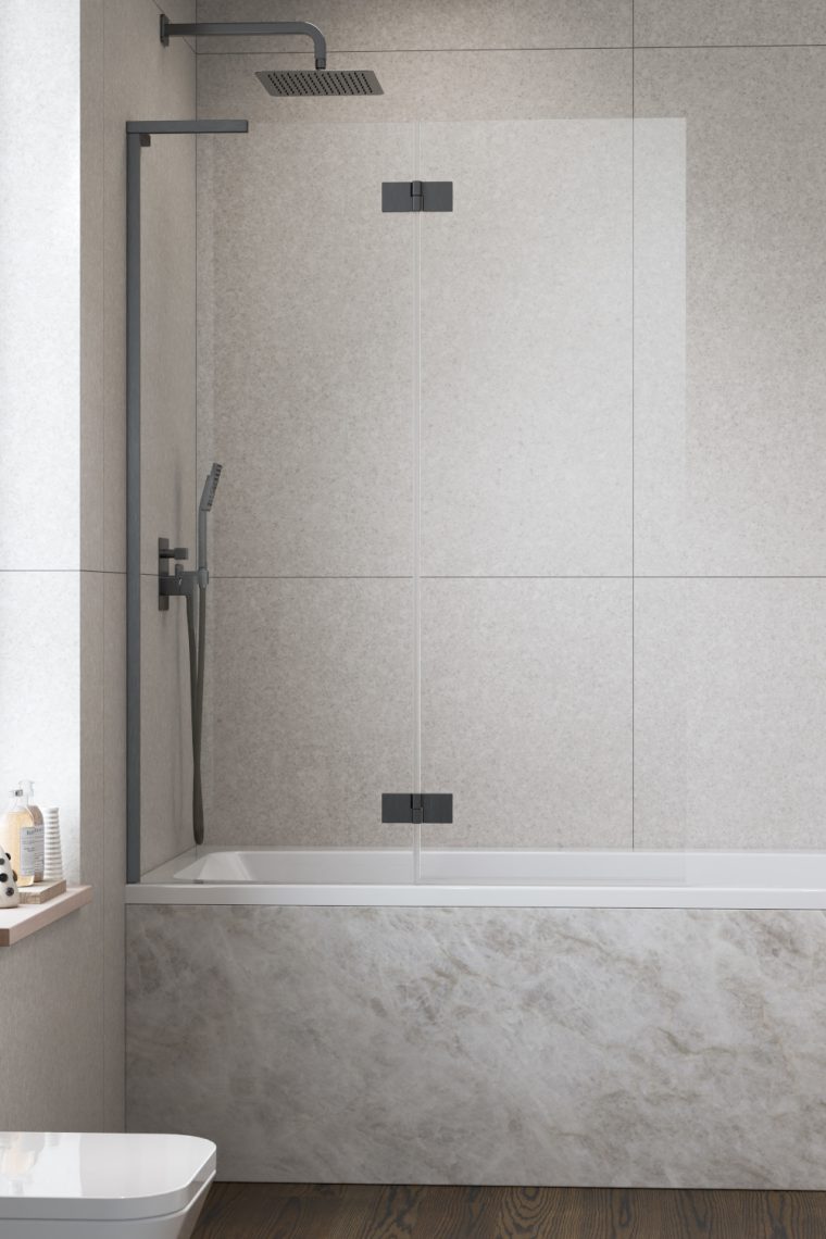 шторка на ванну radaway essenza 8 sl brushed gunmetal pnd ii 130x150 левая, стекла прозрачные, профиль брашированная оружейная сталь