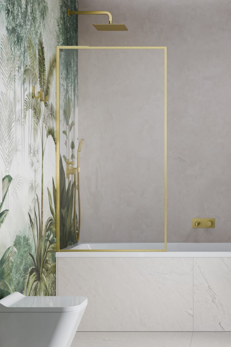 шторка на ванну radaway modo f sl brushed gold pnj ii 70x151 левая, стекла прозрачные, профиль брашированное золото