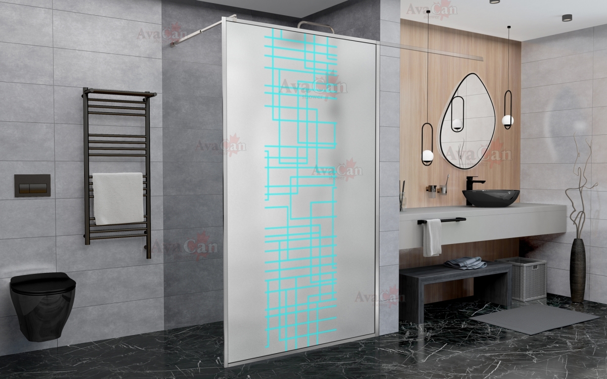 душевой уголок avacan lc110mt ava 110x200 стекла матовые с рисунком, профиль хром