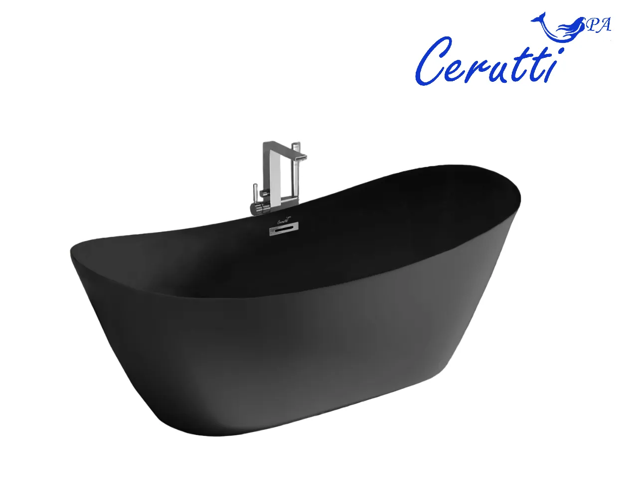 ванна акриловая ceruttispa nemi170mb 170x73 со сливом-переливом, черный матовый