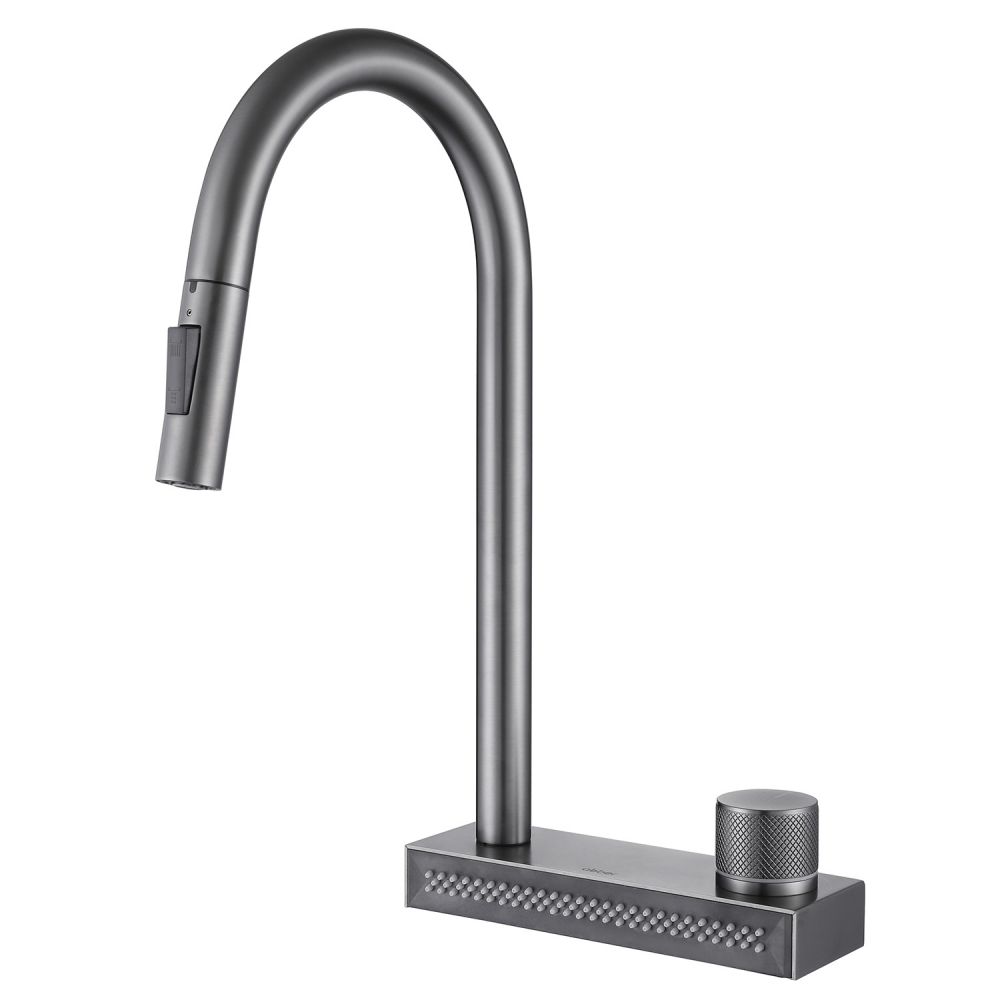 смеситель для кухни abber wasser kreis af8114ng с выдвижной лейкой никель