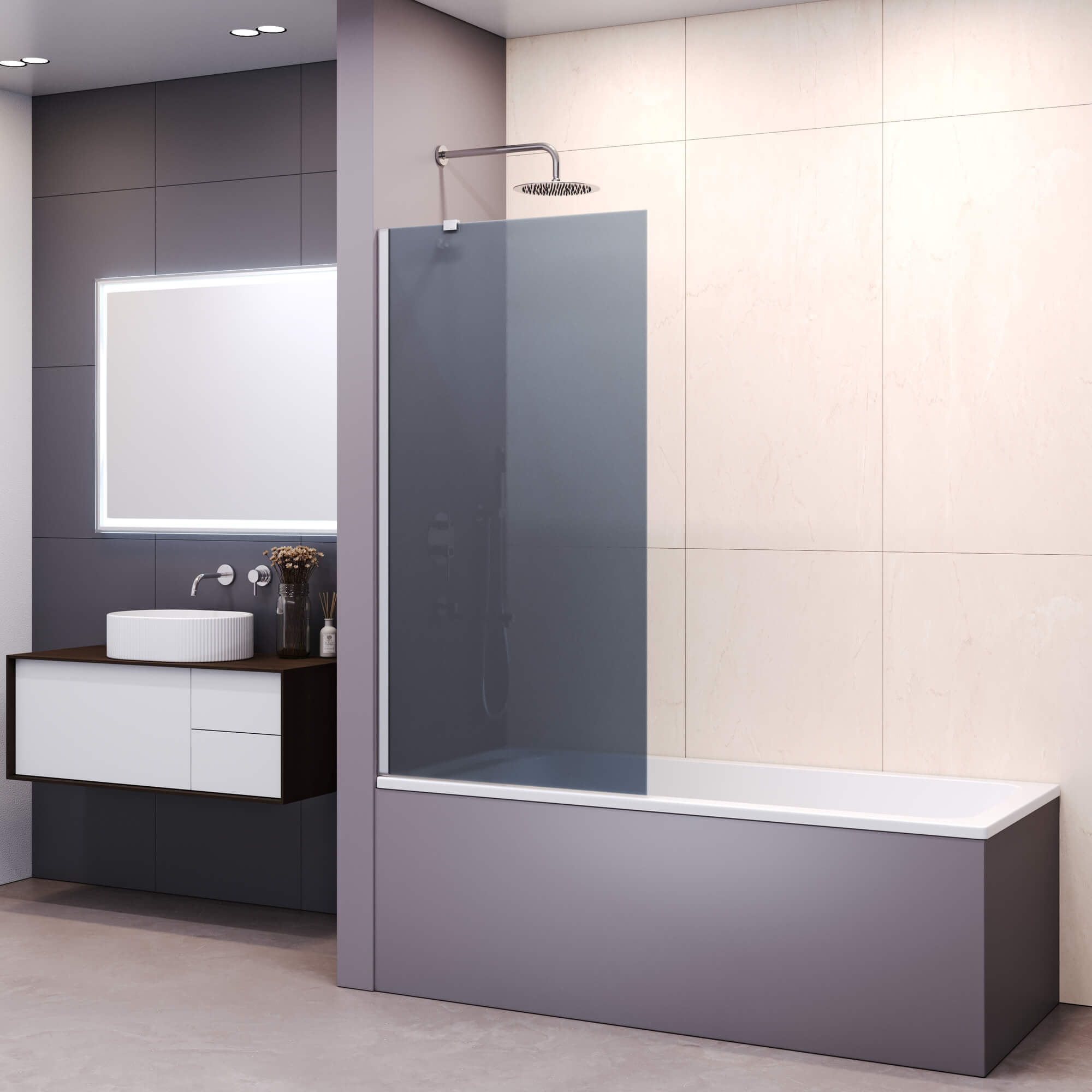 шторка на ванну rgw sc-151 60x150 стекла тонированные, профиль хром