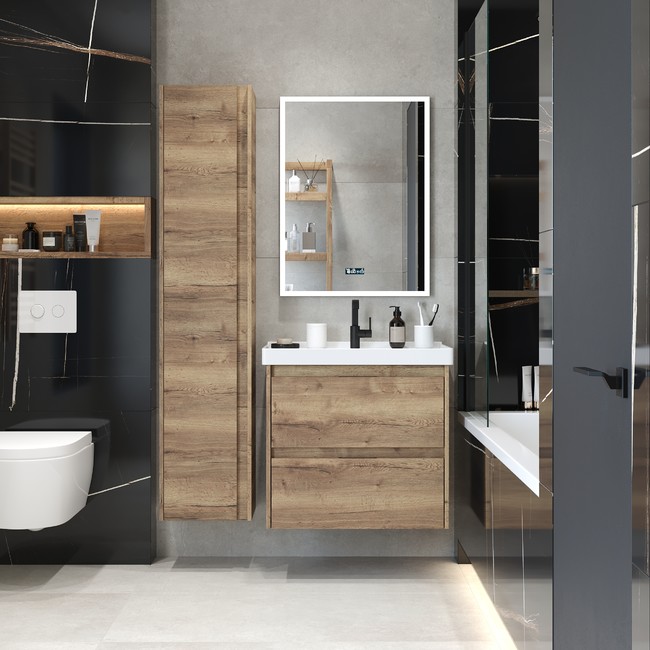 зеркало briz берн 70x80 с подсветкой и часами
