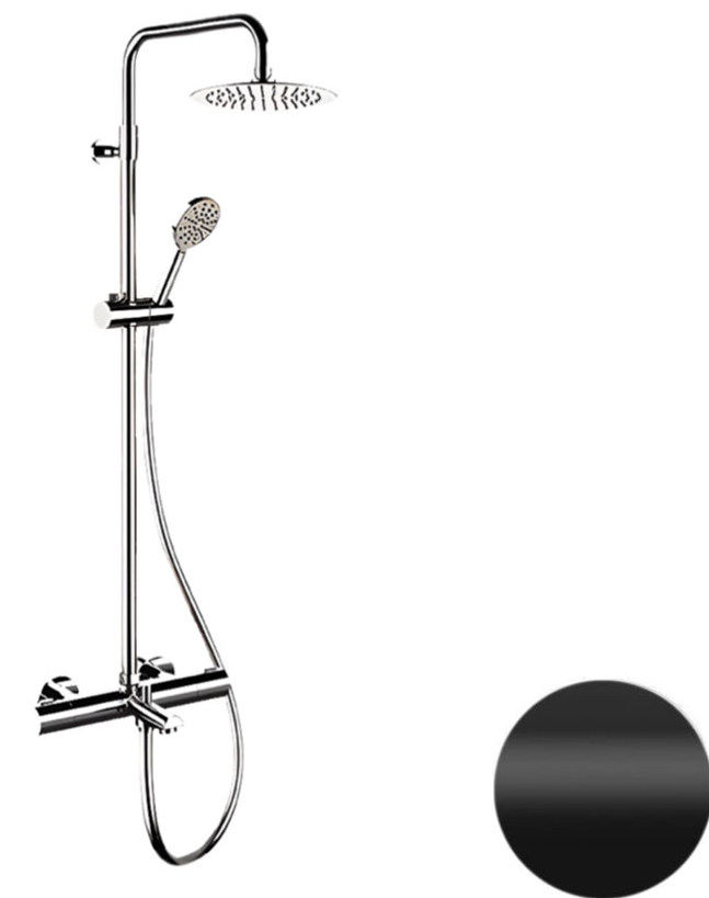 душевая стойка remer elegance eq34a8mpufm25no с термостатом, черный матовый