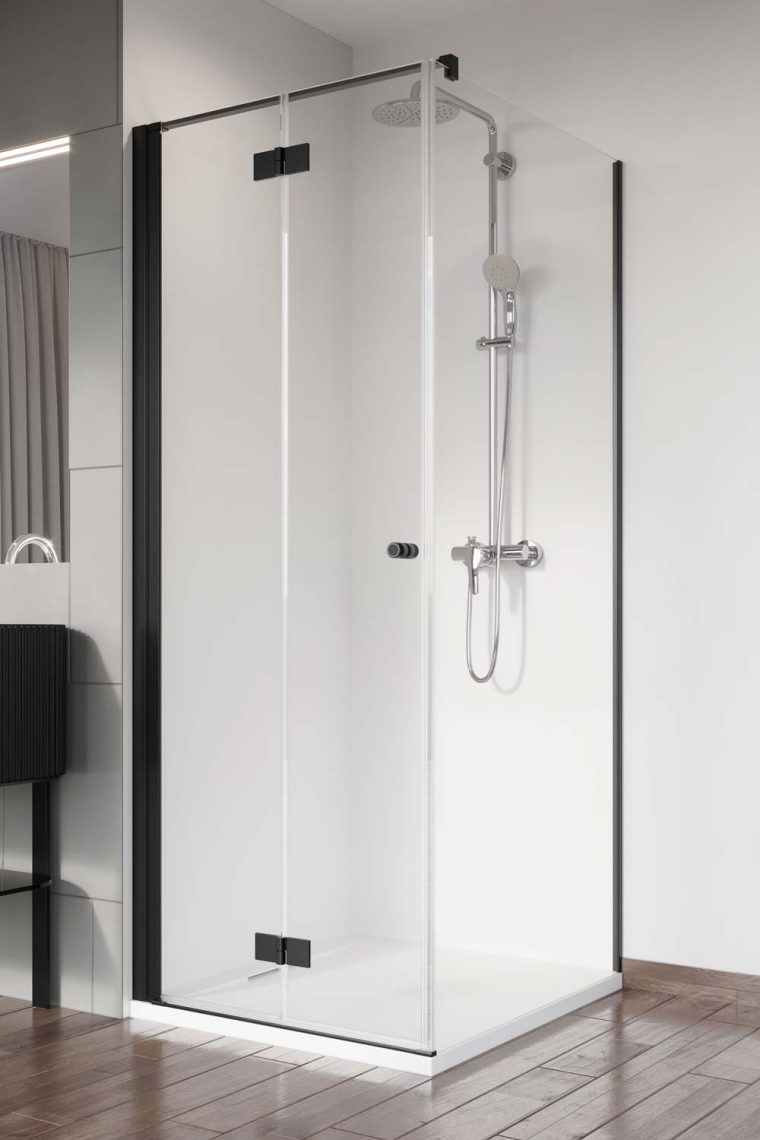 душевой уголок radaway nes 8 black kdj-b 80x80 стекла прозрачные, профиль черный