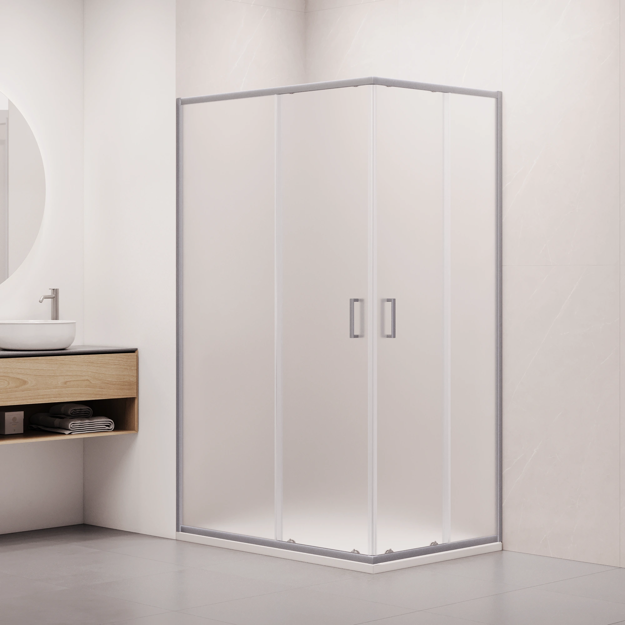 душевой уголок rgw classic cl-44-s new 100x80 стекла матовые / профиль сатин