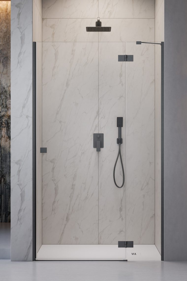 душевая дверь radaway essenza 8 brushed gunmetal dwj 90x200 правая, стекла прозрачные, стекла брашированная оружейная сталь