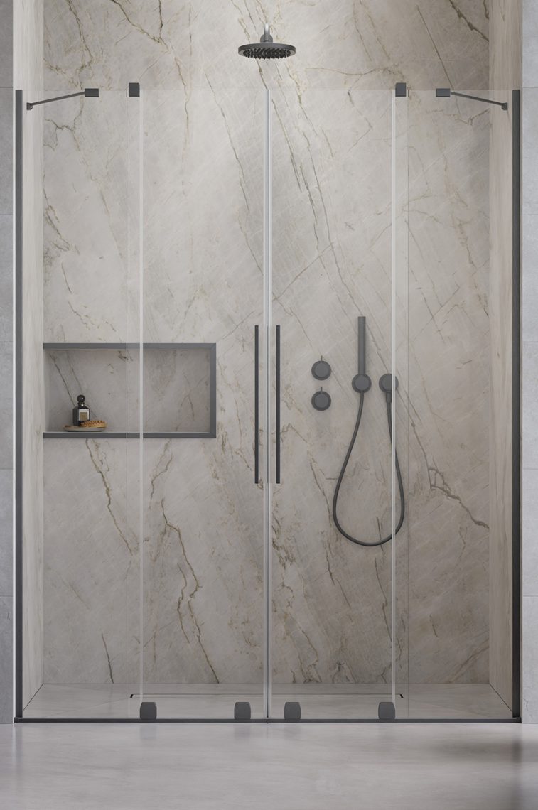 душевая дверь radaway furo brushed gunmetal dwd 200x200 стекла прозрачные, профиль брашированная оружейная сталь