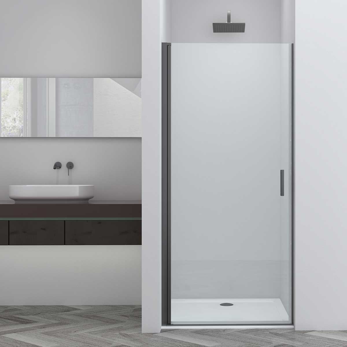 душевая дверь vincea alpha vdp-3al800clgm 80x195 стекло прозрачное / профиль вороненая сталь