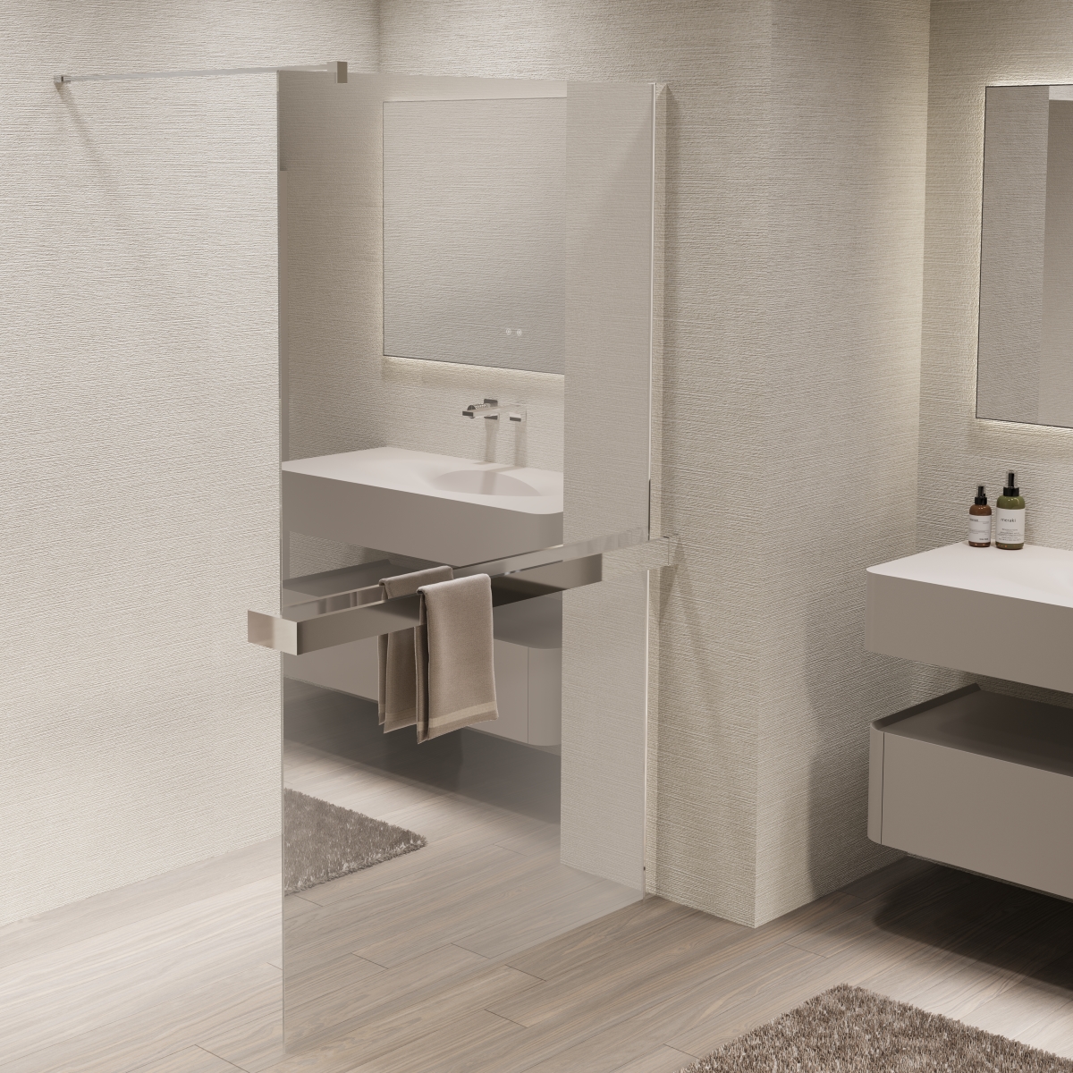 душевой уголок vincea walk-in 90x200 стекла зеркальные, профиль хром