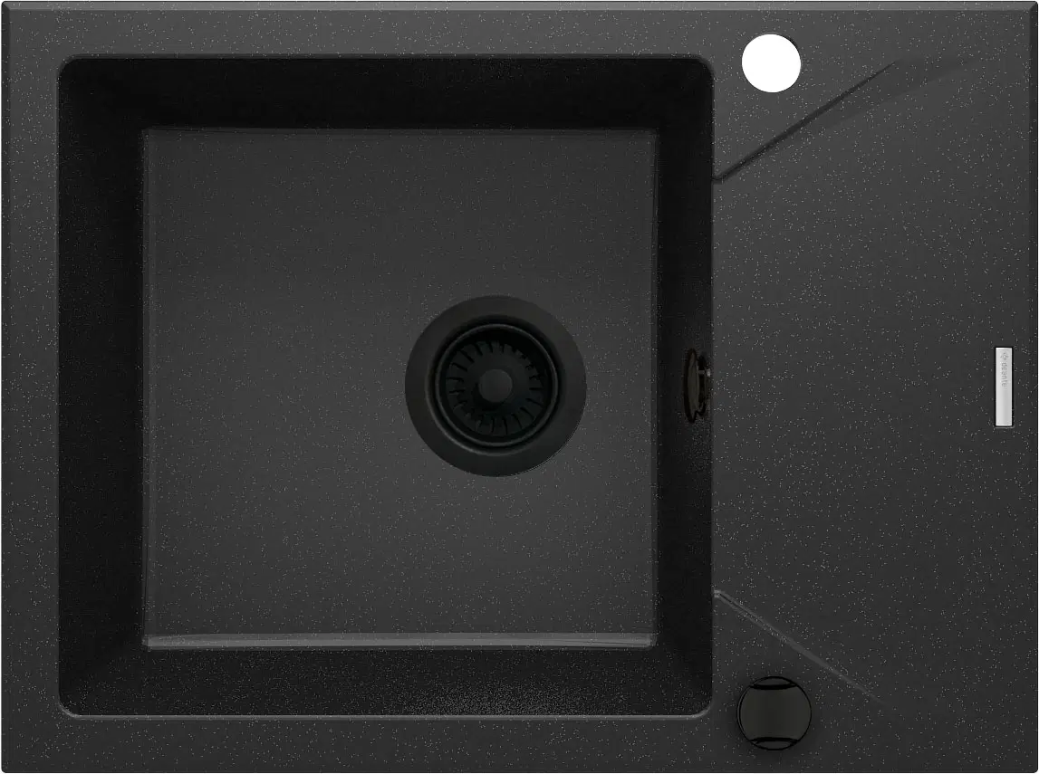кухонная мойка deante evora zqj_g11a 59x44 с сифоном space saver nero, графитовый металлик