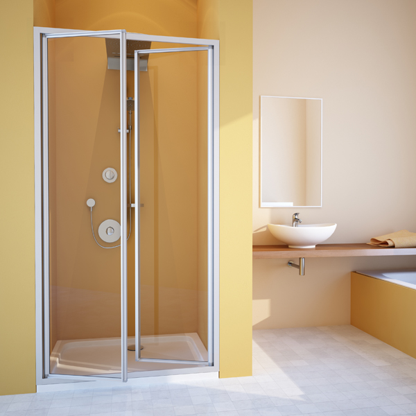 душевая дверь gutewetter practic door gk-402 68 (матовый хром/полистирол lines)