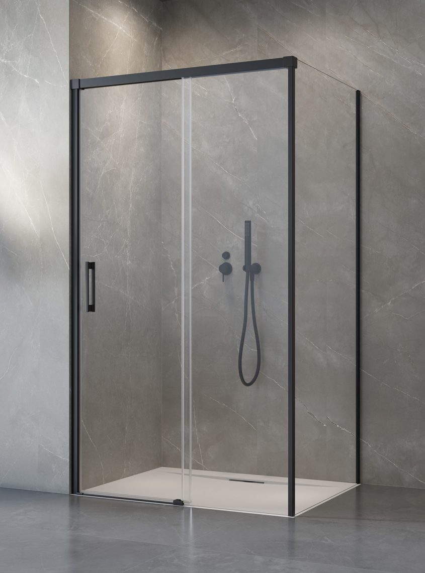 душевой уголок radaway idea black kds 150x75 стекла прозрачные, профиль черный