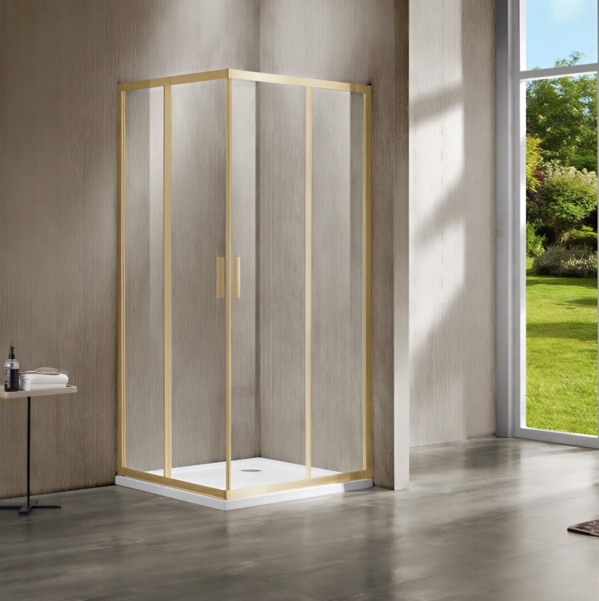 душевой уголок vincea garda vss-1g900clg 90x90 стекло прозрачное, профиль матовое золото