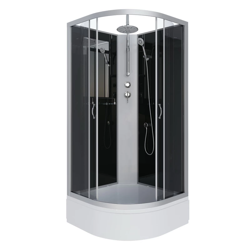 душевая кабина niagara classic ng-3502-14bkt 100x100 без крыши, стекла тонированные, профиль серебро