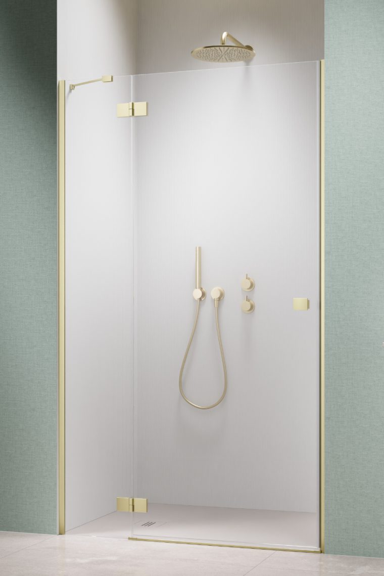 душевая дверь radaway essenza 6 brushed light gold dwj 100x200 левая, стекла прозрачные, профиль брашированное светлое золото
