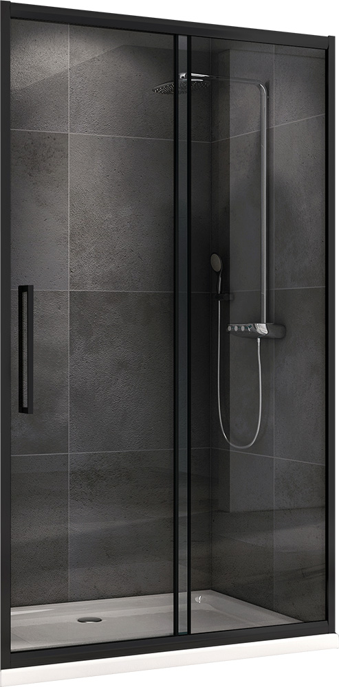 душевая дверь abber schwarzer diamant ag30130bh 130x195 стекла прозрачные, профиль черный
