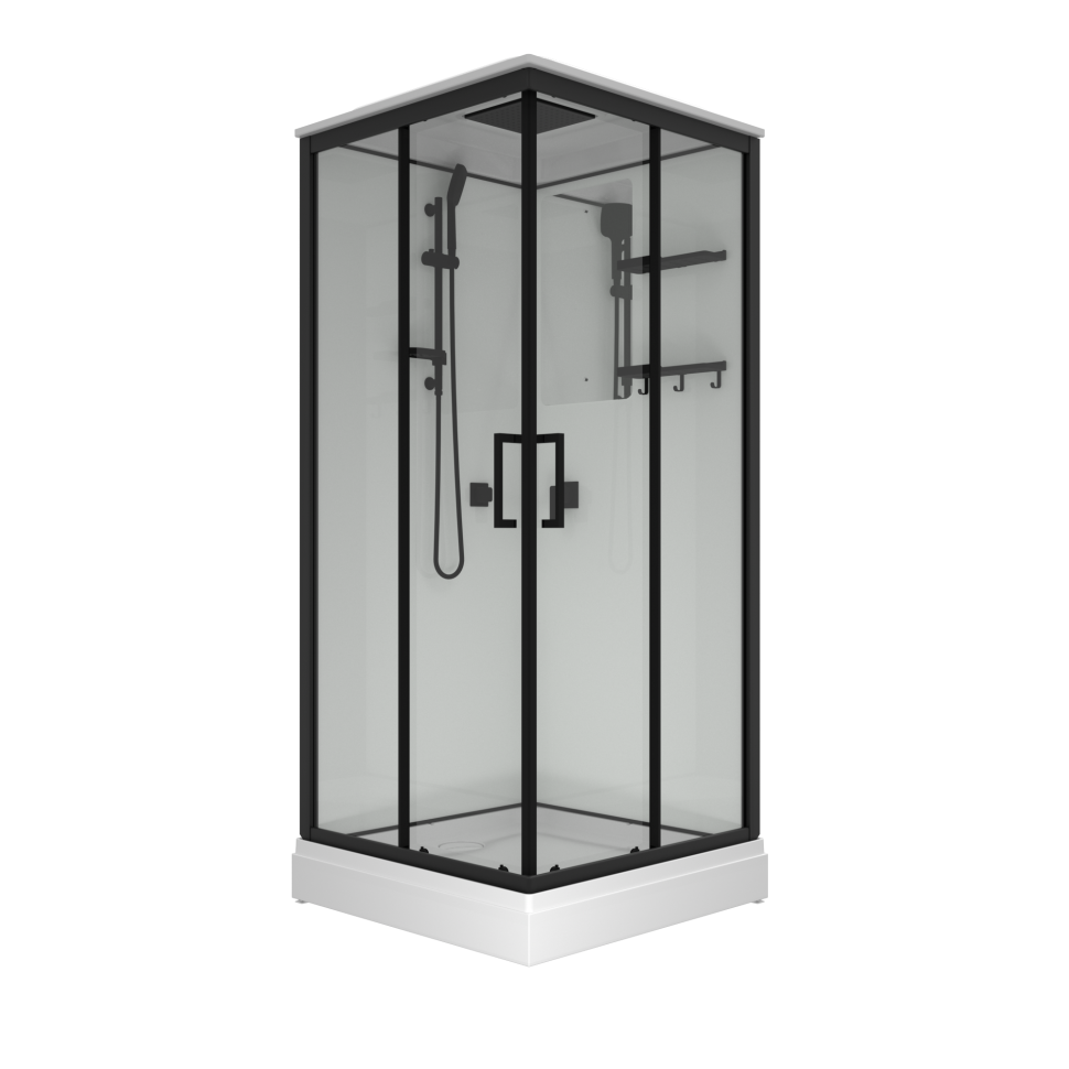 душевая кабина triton рич-блэк м4 90x90 a стекло прозрачное / профиль чёрный матовый