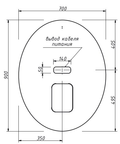 зеркало caprigo контур 70 м-379s-105.000.00.05 черный матовый