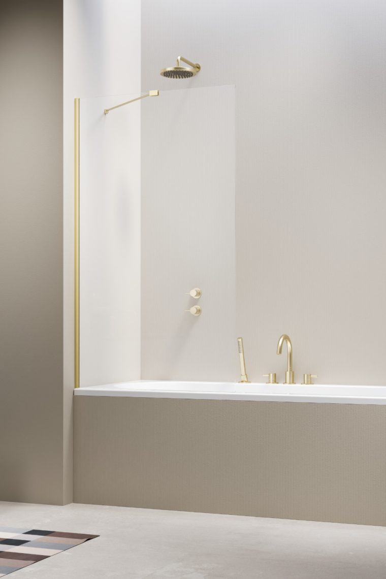 душевая шторка radaway modo new brushed light gold pnj ii 90x150 стекла прозрачные, профиль брашированное светлое золото