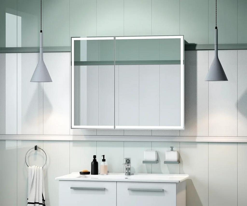шкаф с зеркалом континент allure led 100x80 с подсветкой и датчиком движения