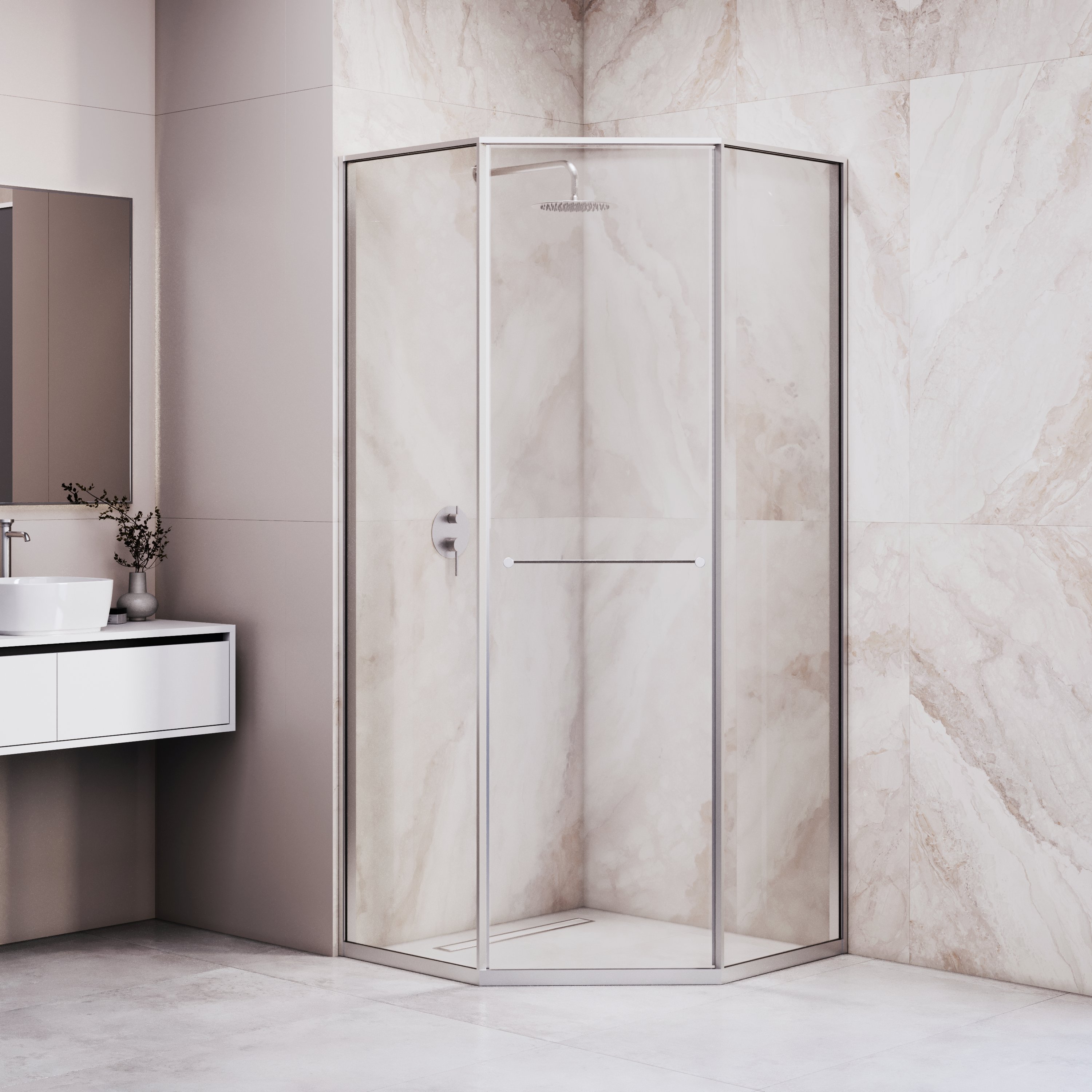 душевой уголок rgw sv-82 "l" 80x80 прозрачное стекло / профиль хром