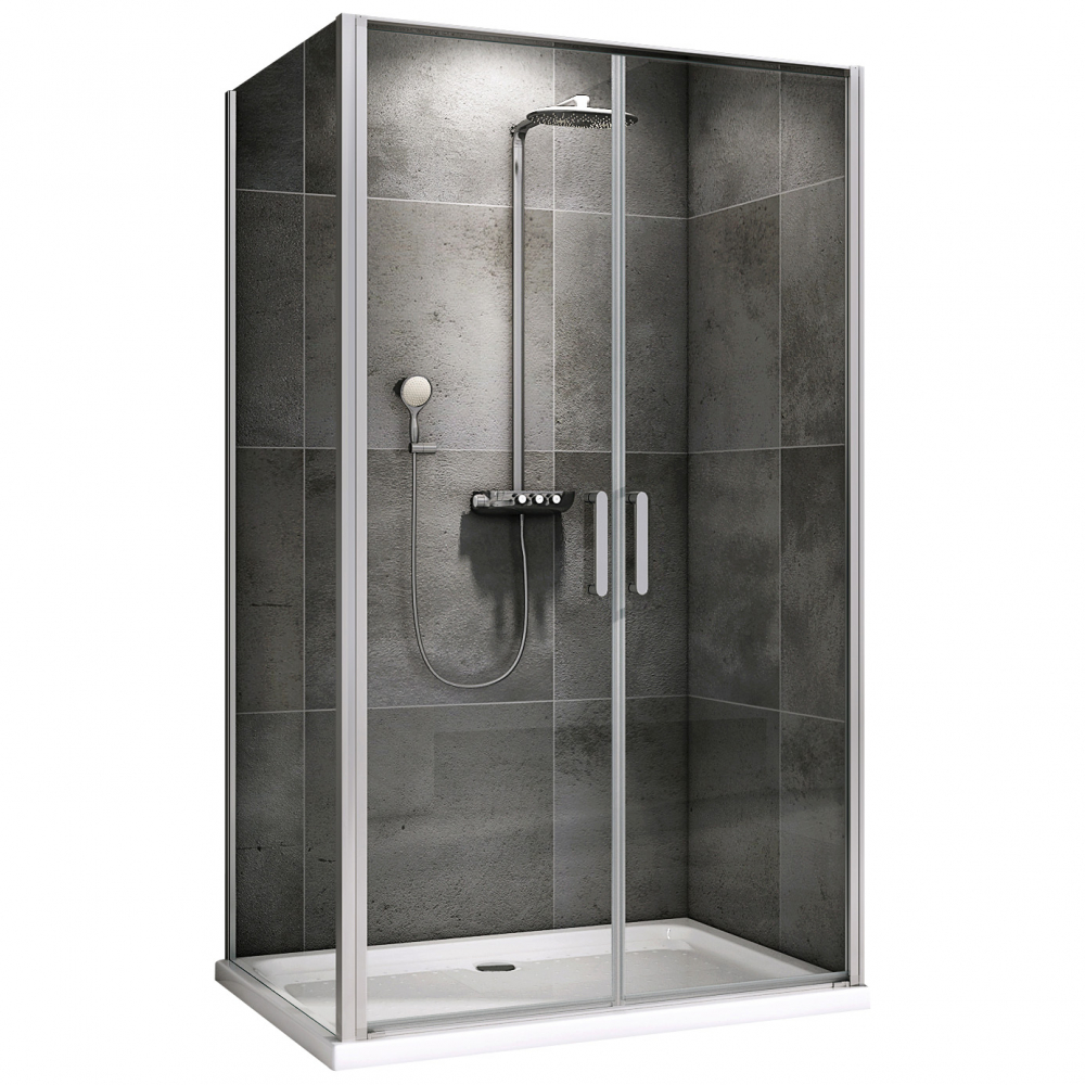 душевой уголок abber sonnenstrand ag04100c-s75 100x75 стекла прозрачные, профиль хром