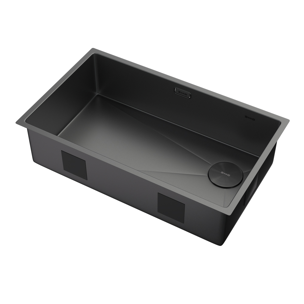 кухонная мойка zorg zerox 74 u / if side sf zurinox pvd gunblack 74x44 матовая оружейная сталь