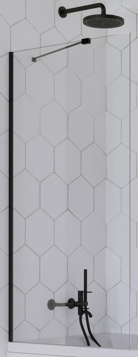 шторка на ванну radaway idea black pnj 80 (прозрачное)