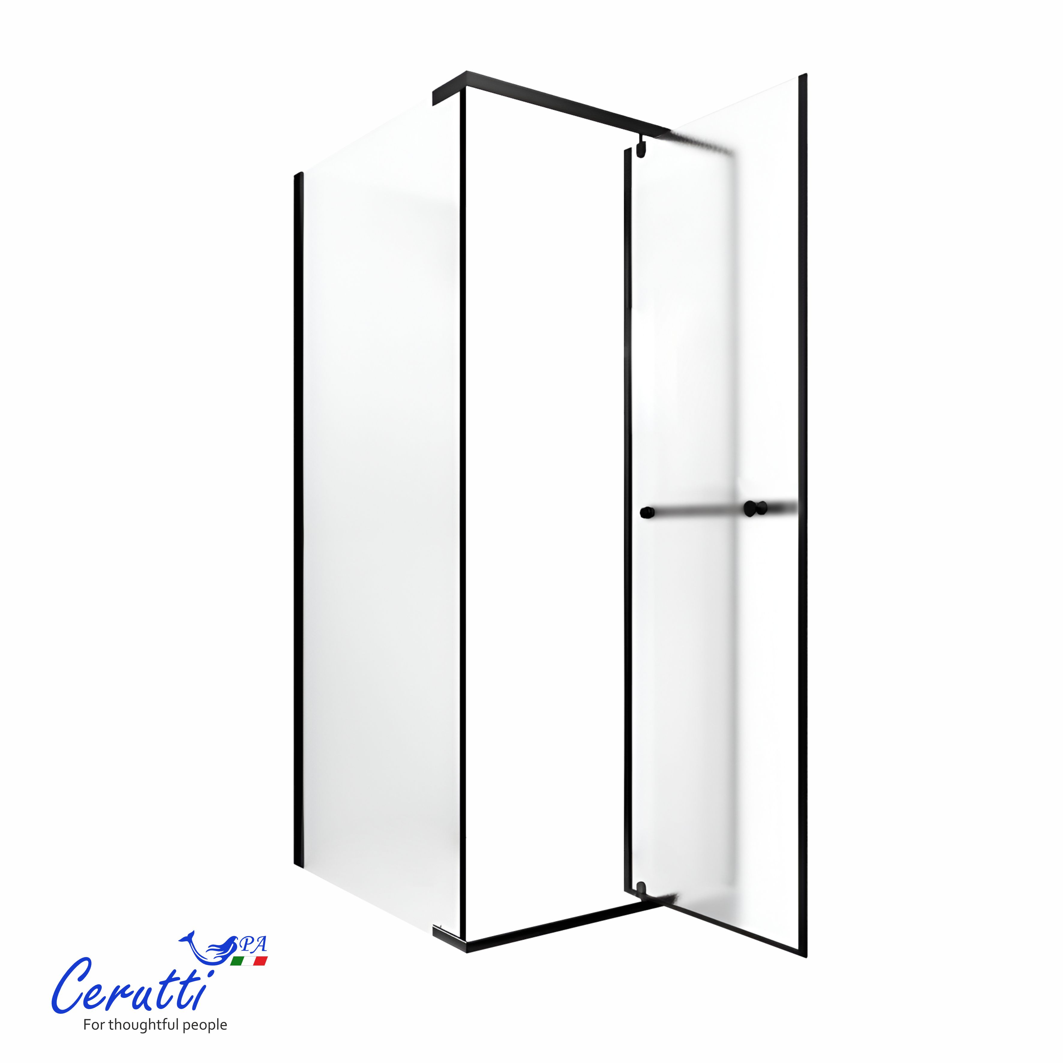 душевой уголок ceruttispa mimi zq91bf 90x90 стекла матовые, профиль черный