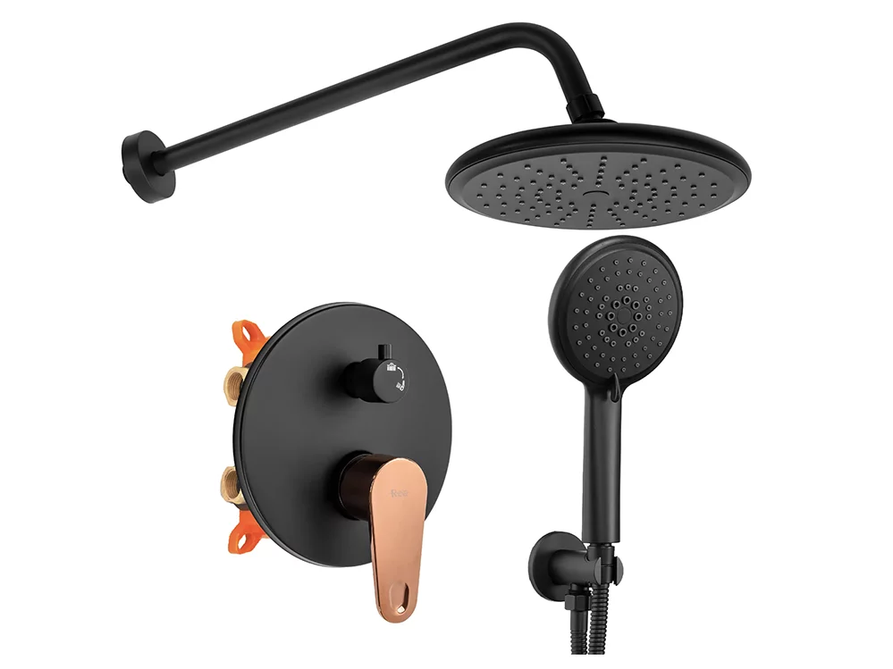 душевая система rea mild black rose gold rea-p9143 чёрный матовый