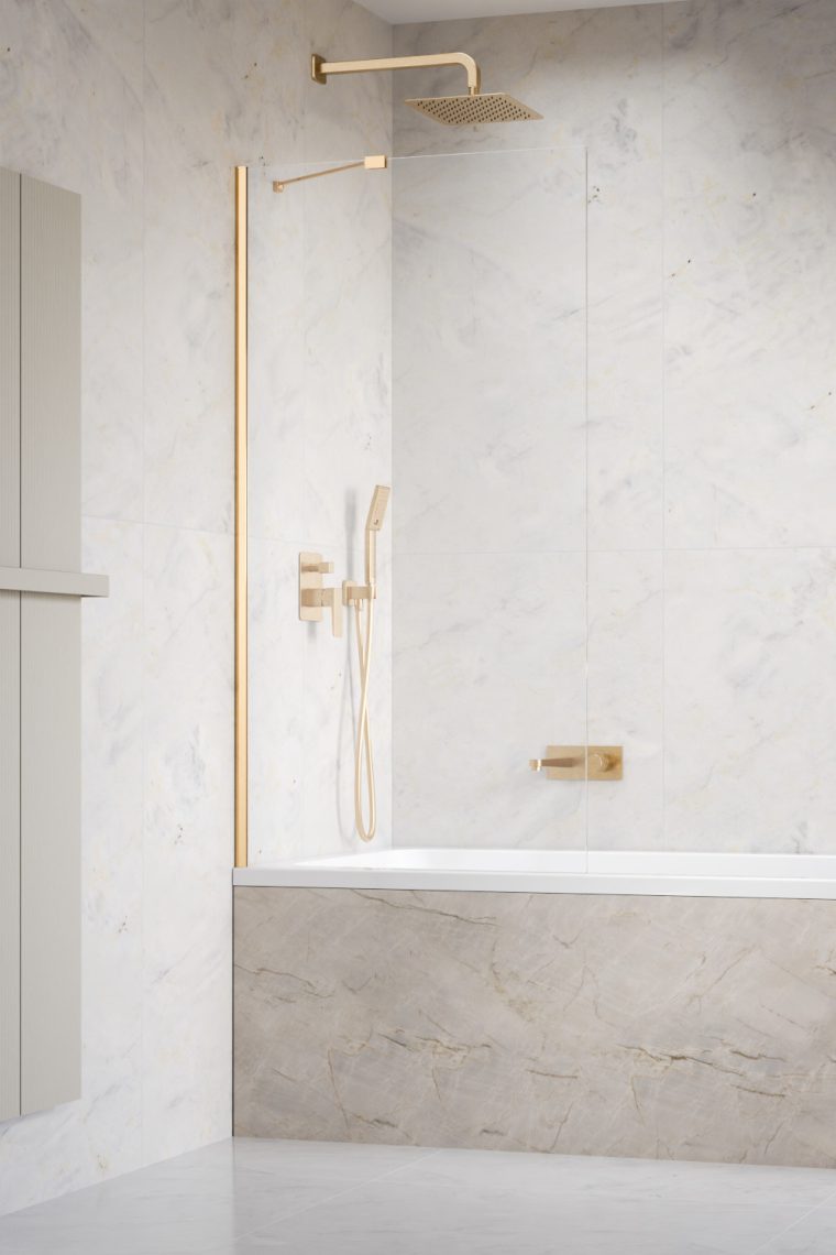 душевая шторка radaway idea 6 gold pnj ii 70x150 стекла прозрачные, профиль золото