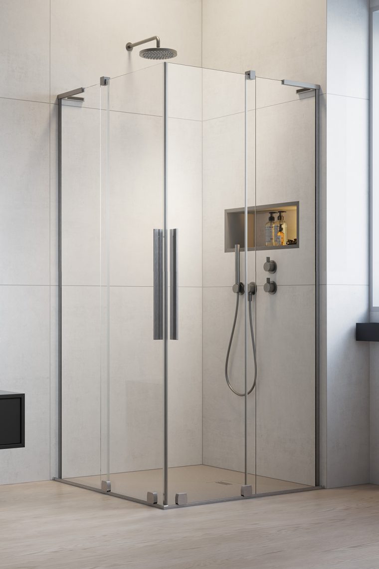 душевой уголок radaway furo sl brushed nickel kdd 100x110 стекла прозрачные, профиль брашированный никель