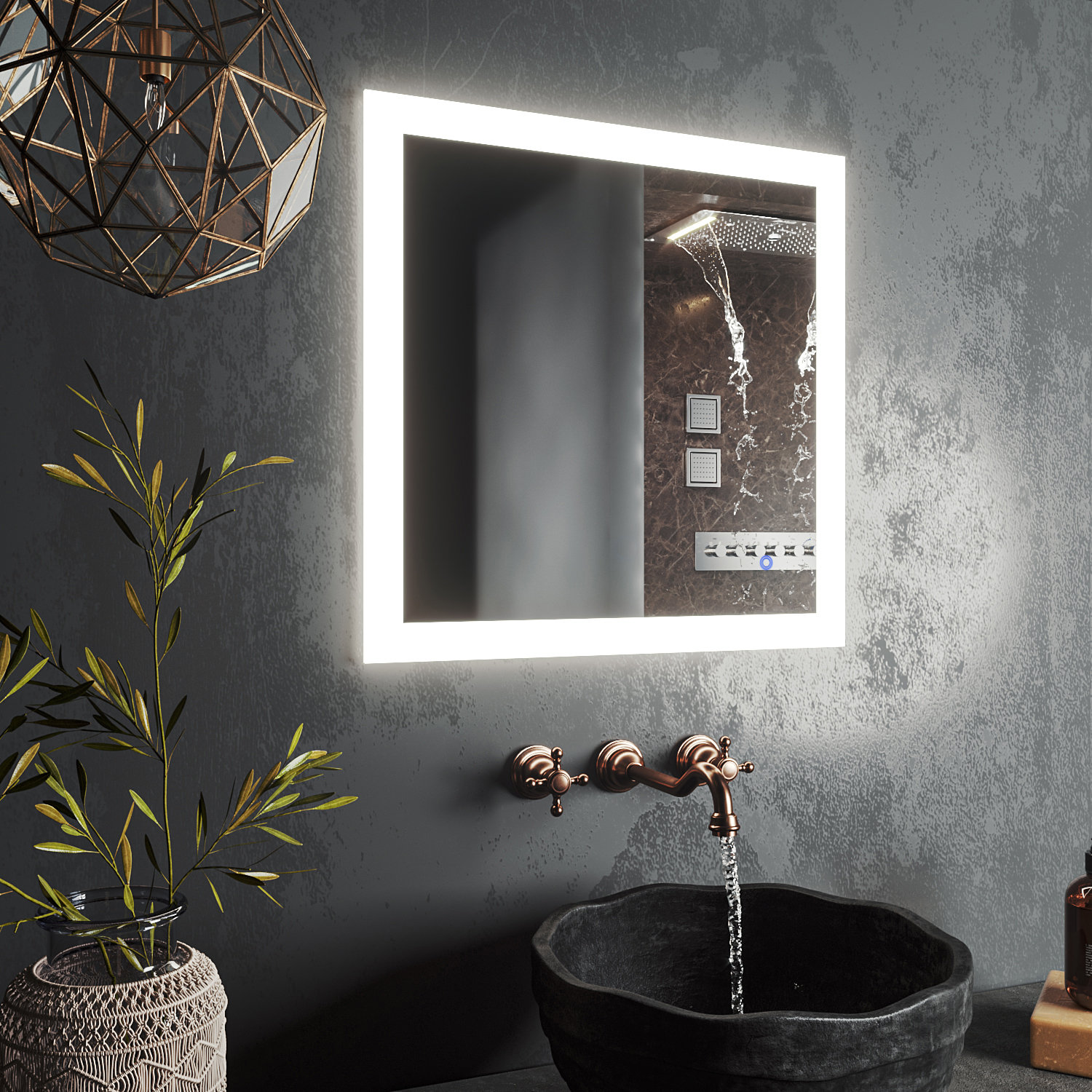 зеркало roxen bliss 70x70 с led подсветкой