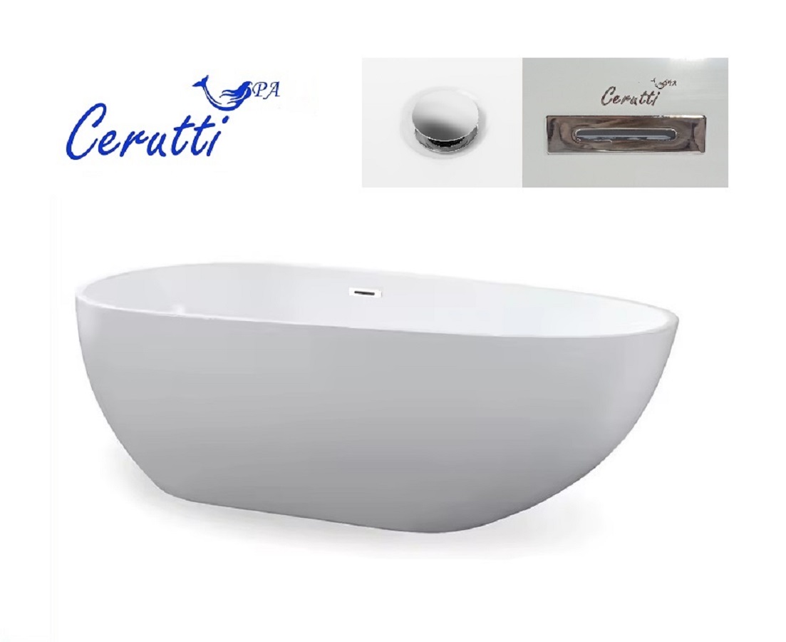 ванна акриловая ceruttispa mimi160 ct11288 160x75  со сливом-переливом, белая