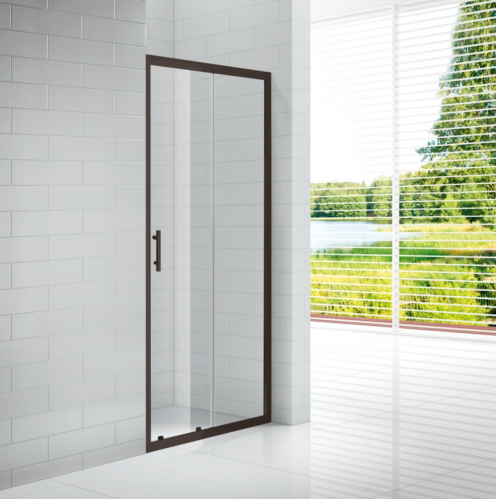 душевая дверь cezares eco-o-bf-1-120-c-nero 120x190 стекло прозрачное, профиль черный