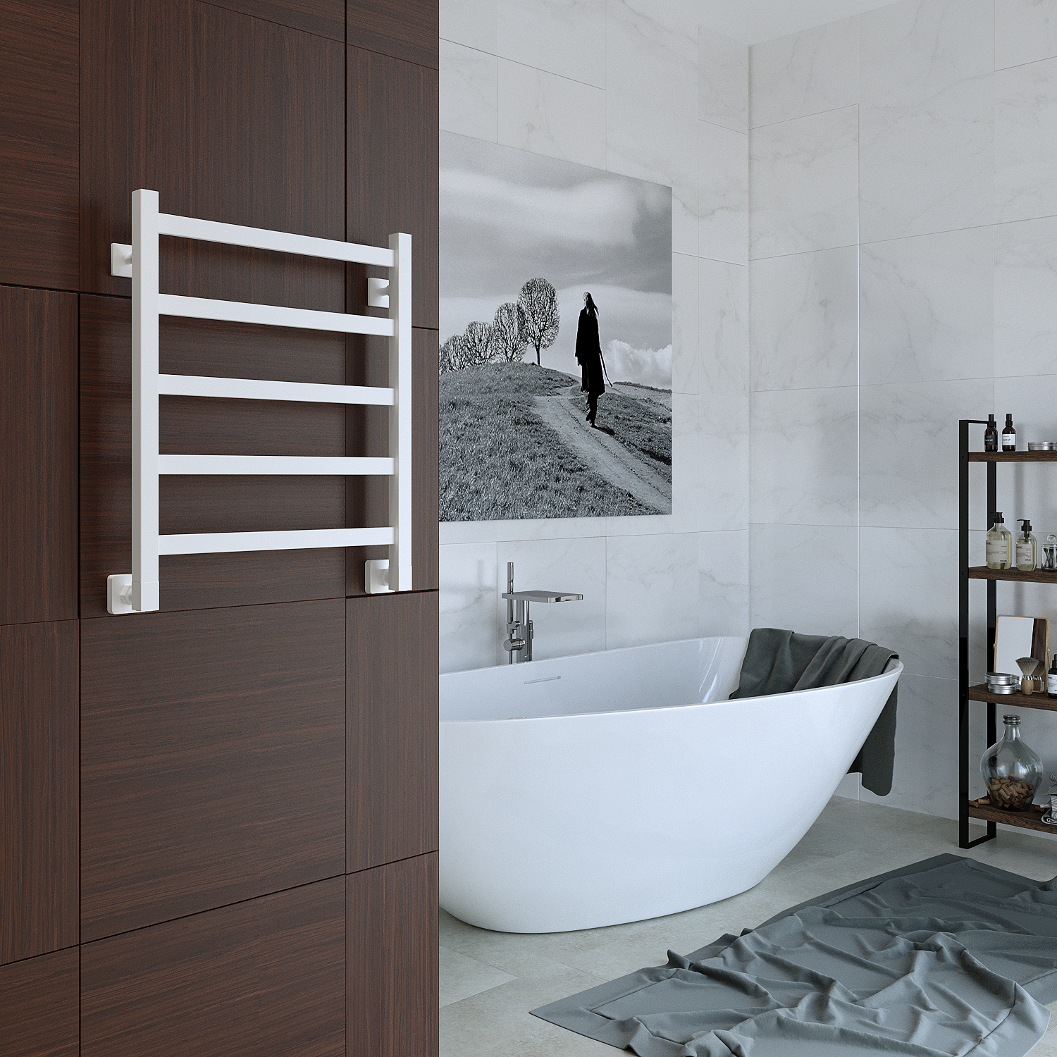полотенцесушитель водяной stinox prestige 50x50 белый глянец
