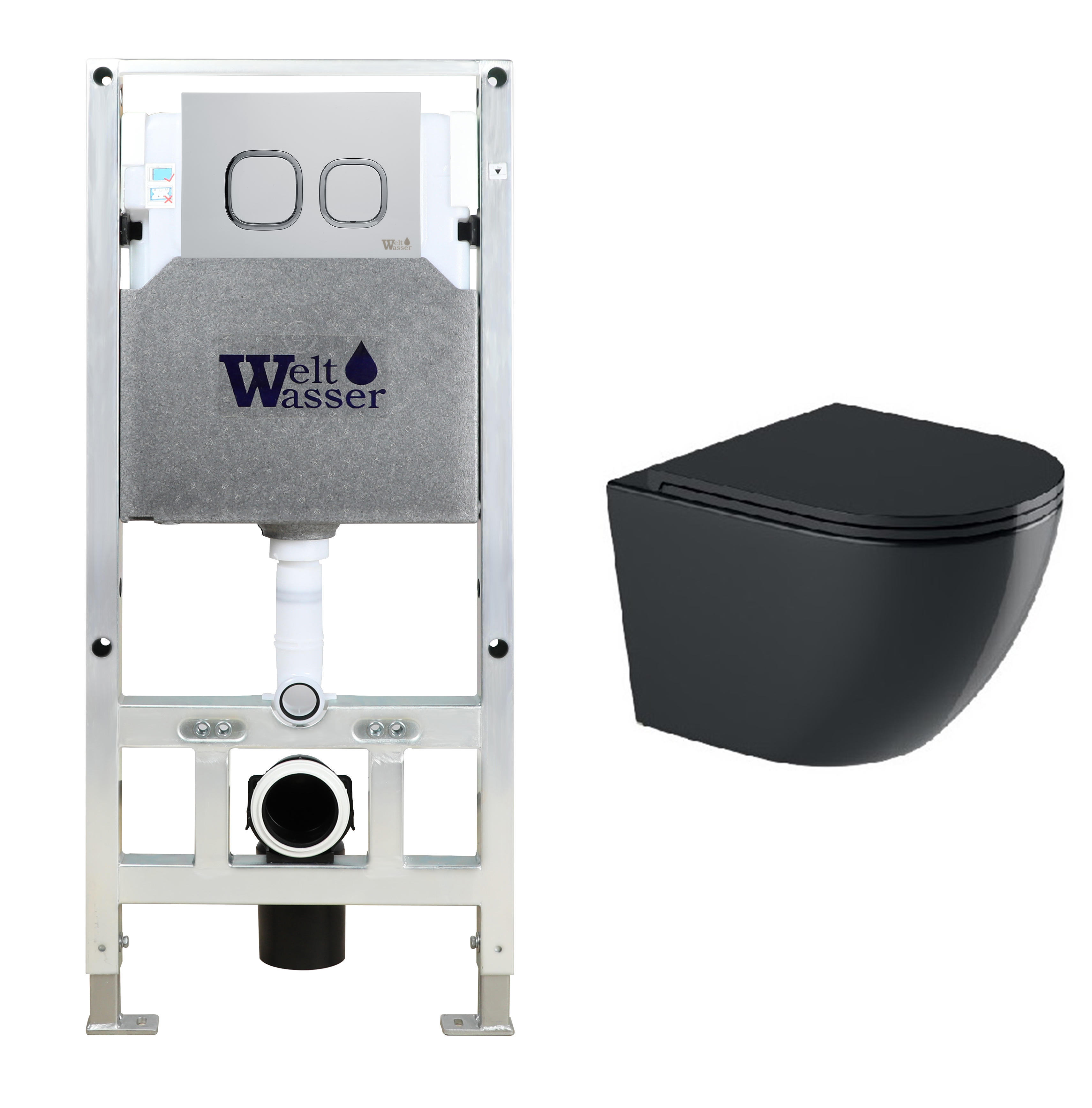 комплект инсталляции welt-wasser amberg 506 st с унитазом merzbach 043 gl-bl и клавишей смыва amberg rd-wt, белый