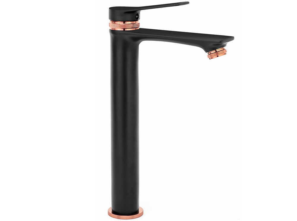 смеситель для умывальника rea viral black rose gold rea-b2026 черный/розовое золото